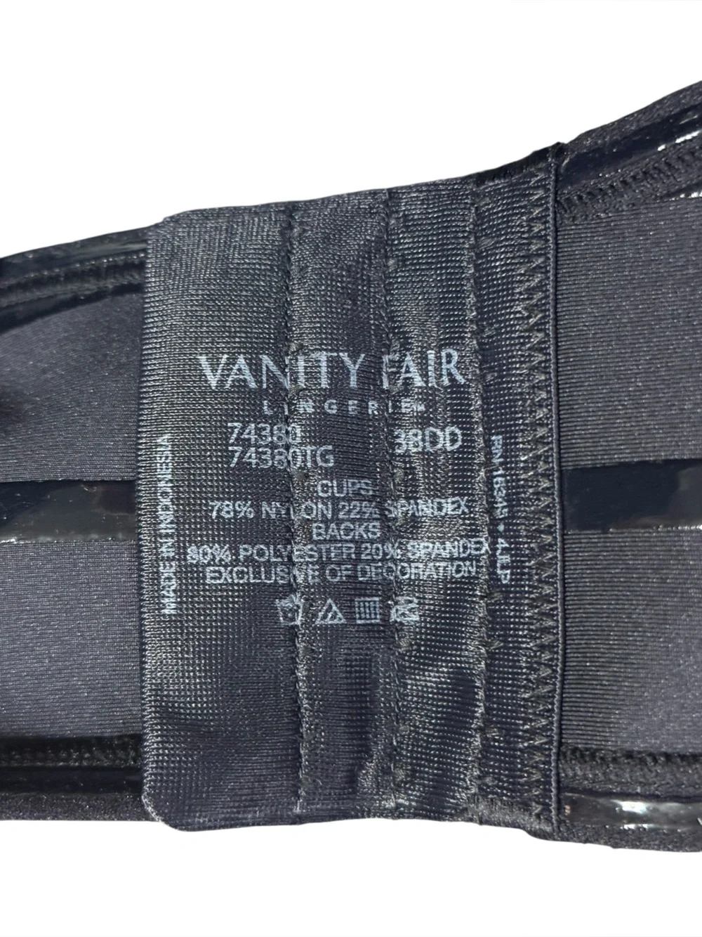 Vanity Fair Beauty Back Strapless Bra Sz 38DD Black NWT